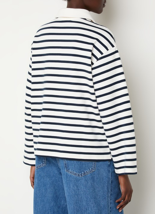 Selected Wada top met streepprint en polokraag - achterkant 4 blauw