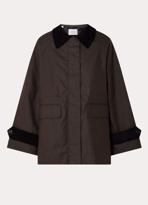 Selected Wilma jack met details van corduroy - voorkant donkerbruin