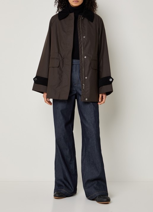 Selected Wilma jack met details van corduroy - voorkant 2 donkerbruin