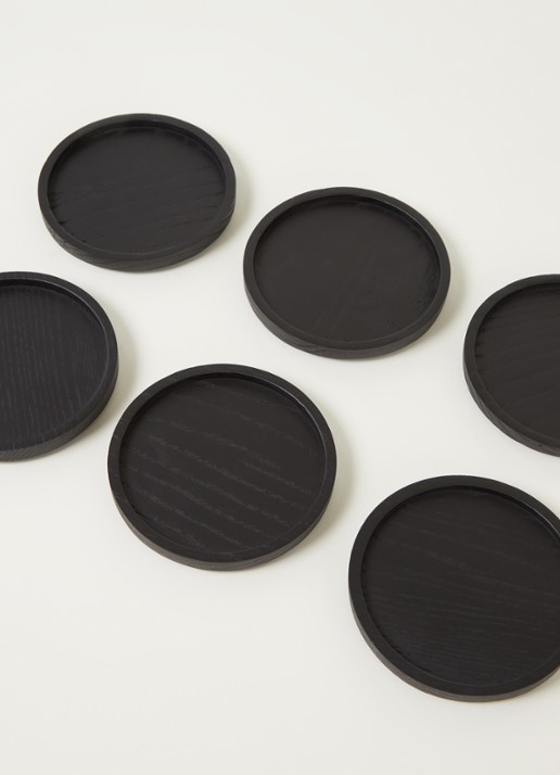 Serax Coaster Glass onderzetter set van 6 - detail zwart