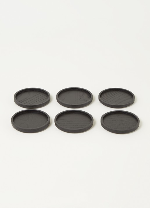 Serax Coaster Glass onderzetter set van 6 - voorkant 3 zwart