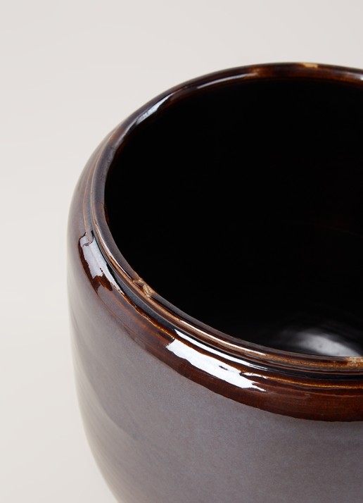Serax Costa S bloempot van aardewerk voor binnen Ø18 cm - detail donkerbruin