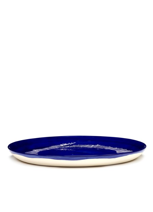 Serax FEAST Lapis Lazuli Swirl-Stripes M dinerbord 22,5 cm - detail donkerblauw