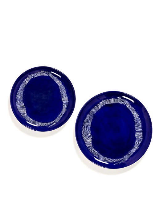 Serax FEAST Lapis Lazuli Swirl-Stripes M dinerbord 22,5 cm - detail 3 donkerblauw