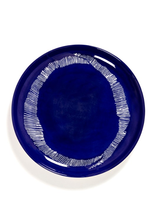 Serax FEAST Lapis Lazuli Swirl-Stripes M dinerbord 22,5 cm - voorkant 5 donkerblauw