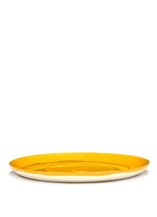 Serax FEAST Sunny Yellow Swirl-Dots L dinerbord 26,5 cm - detail geel
