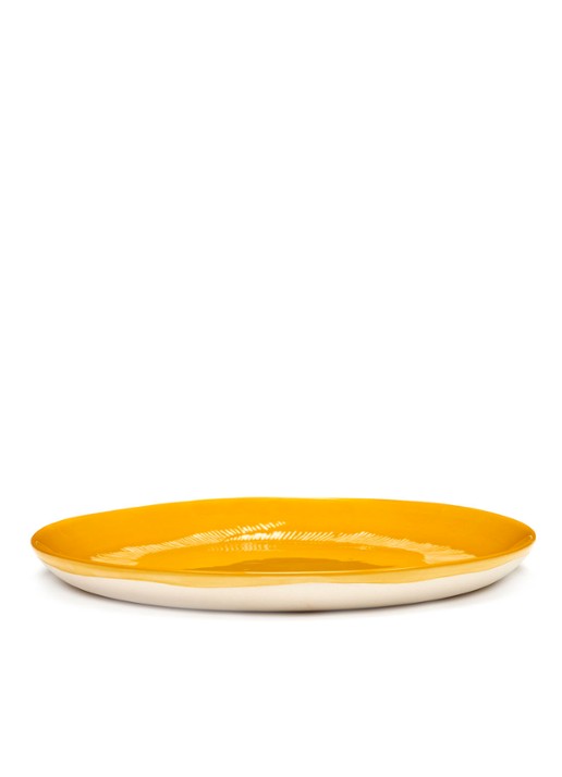Serax FEAST Sunny Yellow Swirl-Stripes M dinerbord 22,5 cm - detail 3 geel