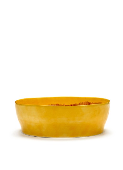 Serax FEAST Sunny Yellow Swirl-Stripes saladeschaal 28,5 cm
