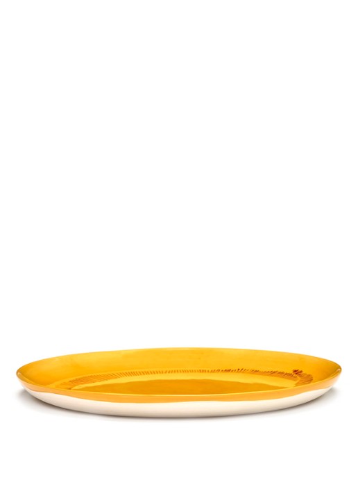 Serax FEAST Yellow Swirl-Stripes L dinerbord 26,5 cm - detail geel