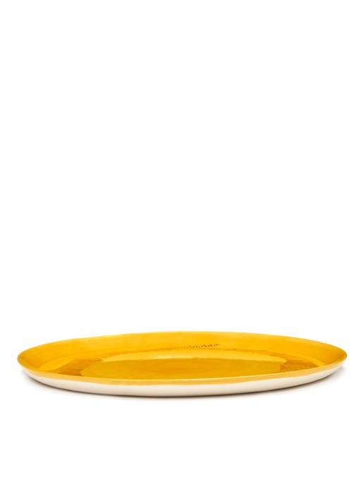 Serax FEAST Yellow Swirl-Stripes L serveerschaal 35 cm - detail 3 geel