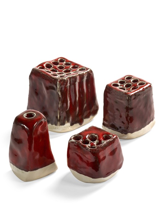 Serax Organisch gevormde vaas L 14 cm  - achterkant 3 rood