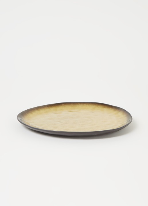 Serax Pure dinerbord ovaal 27,5 cm set van 2 - voorkant 2 mosterd