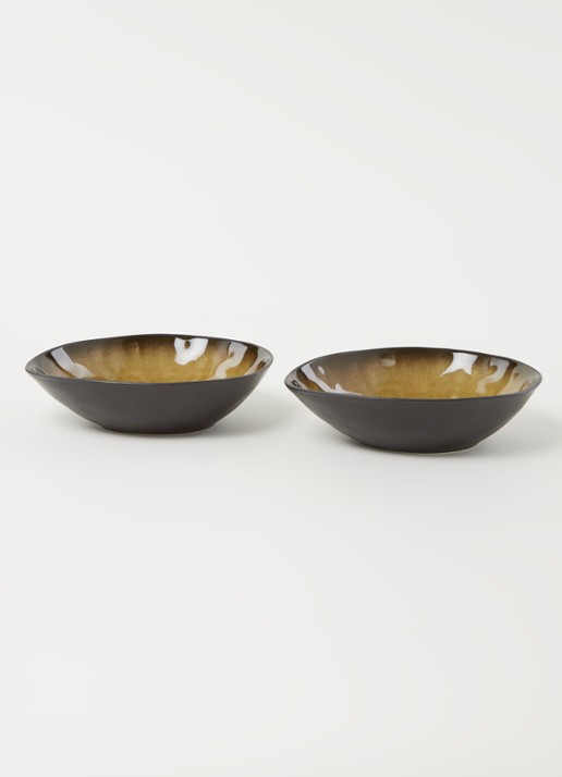 Serax Pure schaal 17 cm set van 2 - voorkant 2 mosterd