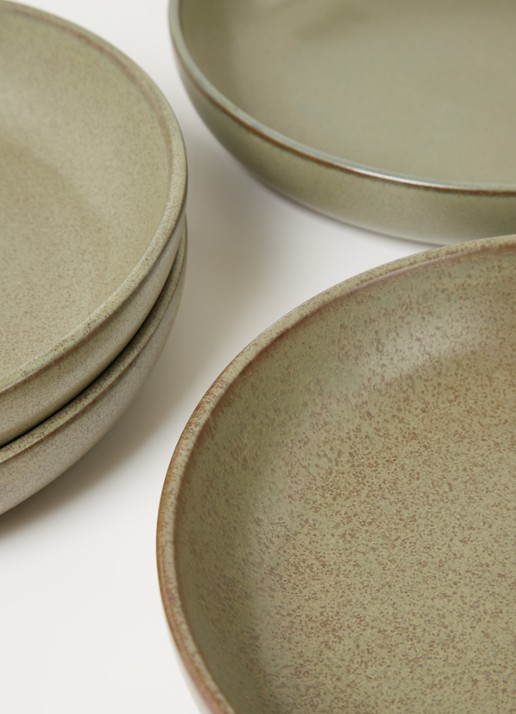 Serax Surface diep bord L 21 cm set van 4 - detail 3 legergroen
