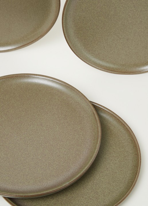 Serax Surface ontbijtbord 21 cm set van 4 - detail olijfgroen