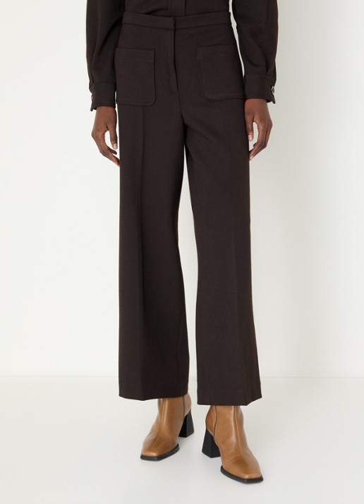 Sessùn Alberwool high waist straight fit cropped broek met opgestikte zakken