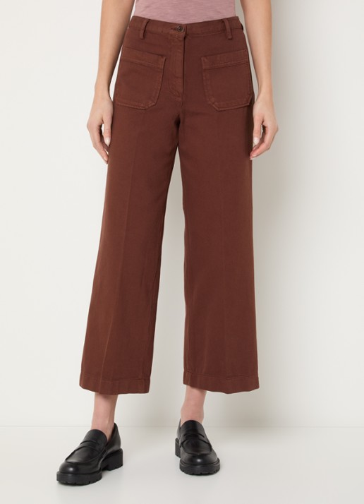 Sessùn Aldricks high waist wide fit culotte met opgestikte zakken