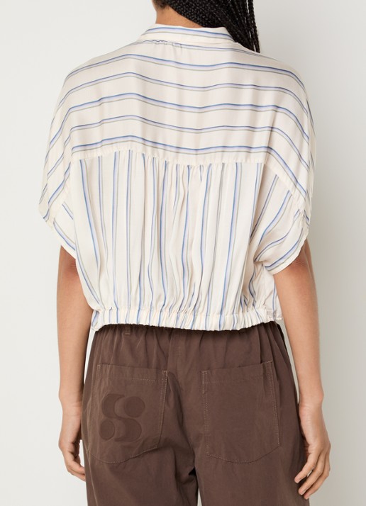 Sessùn Alfancy cropped blouse met gestrikt detail - achterkant 3 gebroken wit