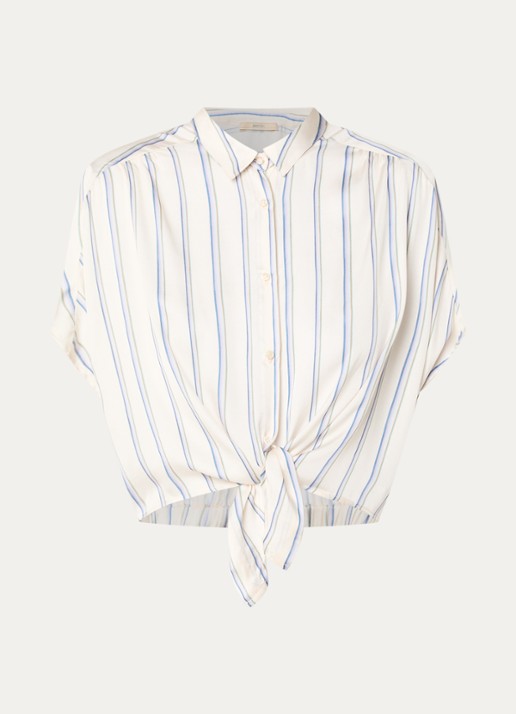 Sessùn Alfancy cropped blouse met gestrikt detail - voorkant gebroken wit