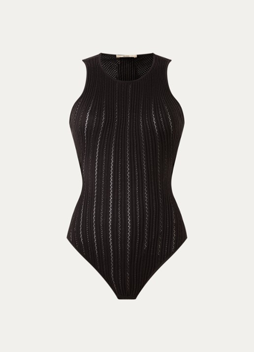 Sessùn Andrade fijngebreide body met rugdecolleté - voorkant 3 donkerbruin