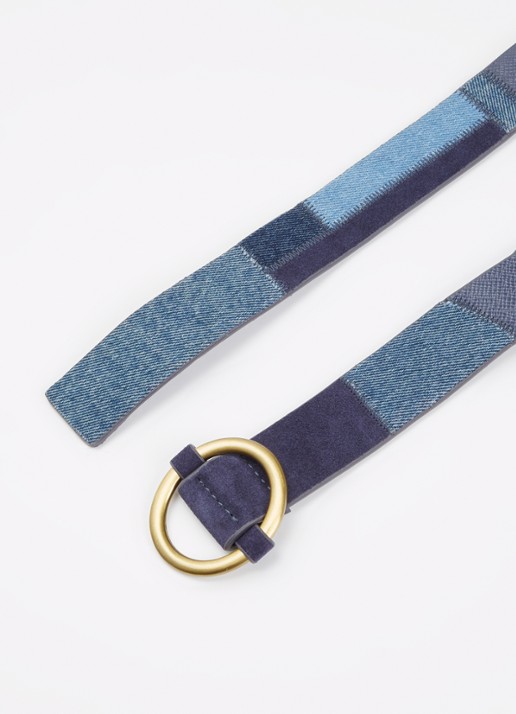 Sessùn Anota Blue riem van denim met details van suède - detail 2 denim