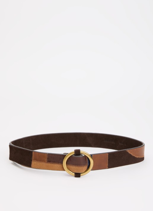 Sessùn Anota riem van suède met details van leer en denim
