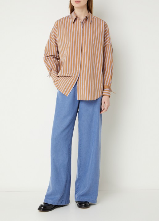 Sessùn Armando blouse met streepprint - voorkant 2 bruin