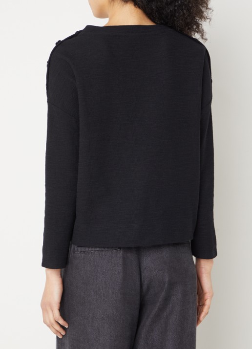 Sessùn Austin fijngebreide pullover met knoopdetail - achterkant zwart
