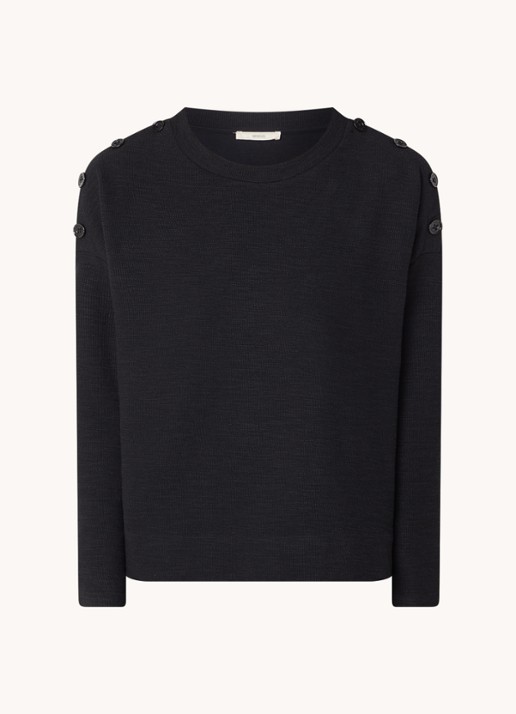 Sessùn Austin fijngebreide pullover met knoopdetail - voorkant 2 zwart