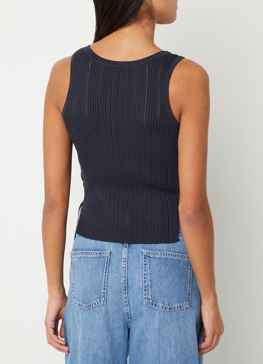 Sessùn Ayrson tanktop met opengewerkt dessin - achterkant 3 indigo