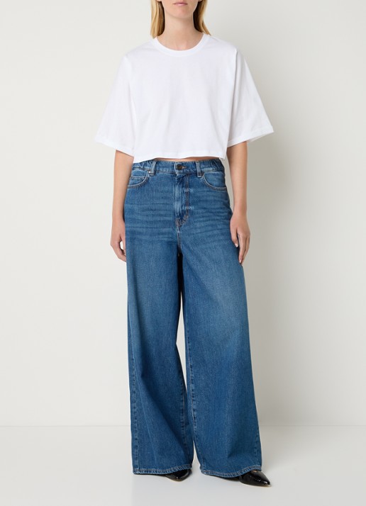 Sessùn Babe cropped T-shirt met ronde hals - voorkant 3 wit