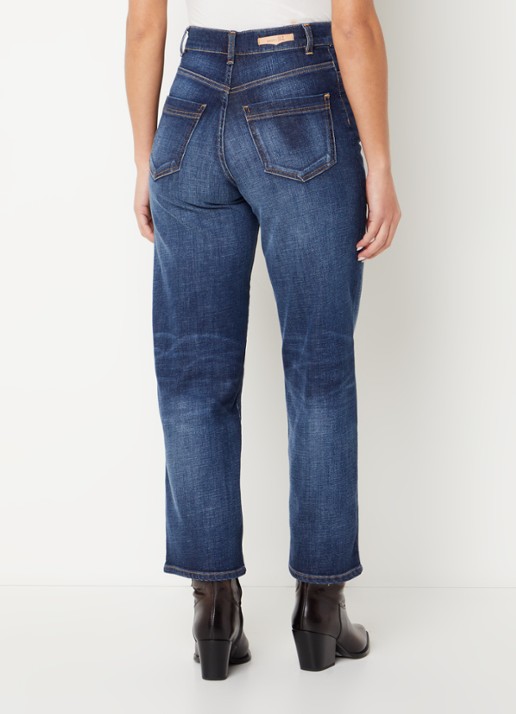 Sessùn Bay Cruise high waist cropped straight leg jeans met donkere wassing - achterkant 5 indigo