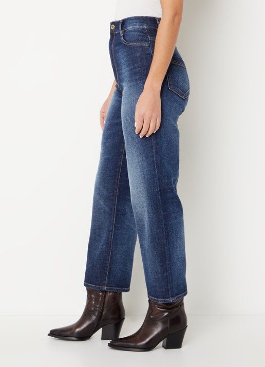 Sessùn Bay Cruise high waist cropped straight leg jeans met donkere wassing - detail 4 indigo