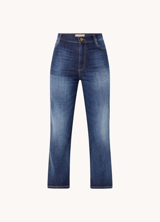 Sessùn Bay Cruise high waist cropped straight leg jeans met donkere wassing - voorkant indigo
