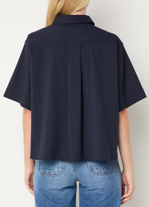 Sessùn Blouse met streepprint - achterkant 4 donkerblauw
