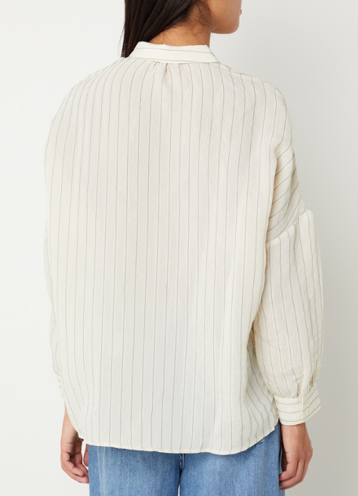 Sessùn Botan blouse met streepprint - achterkant ivoor