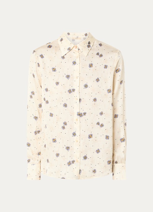 Sessùn Britjet blouse met bloemenprint - voorkant 3 beige