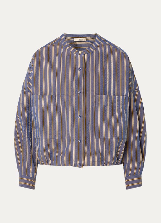 Sessùn Cadaques blouse met streepprint en ballonmouw - voorkant lavendel