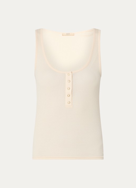 Sessùn Camargo mouwloze top met ronde hals - voorkant creme