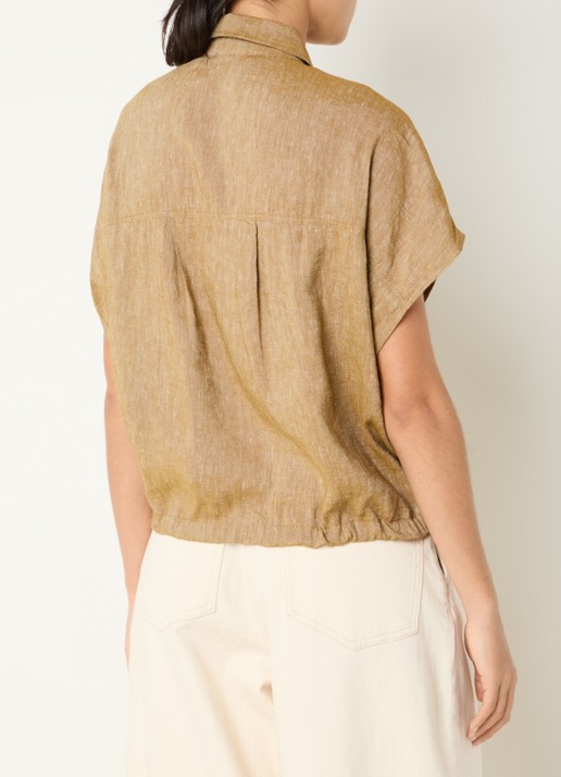 Sessùn Cazaless blouse in linnenblend - achterkant 2 camel