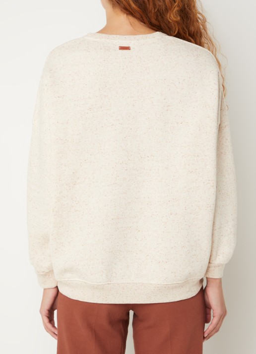 Sessùn Chebbi oversized sweater in linnenblend met gemêleerd dessin - achterkant 3 creme