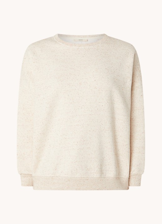 Sessùn Chebbi oversized sweater in linnenblend met gemêleerd dessin - voorkant creme