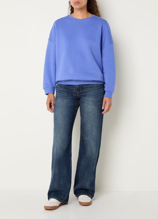 Sessùn Chebbi oversized sweater in linnenblend met gemêleerd dessin - voorkant 2 blauw