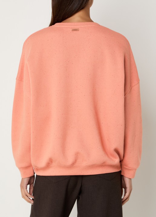 Sessùn Chebbi oversized sweater in linnenblend met gemêleerd dessin - achterkant 4 zalmroze