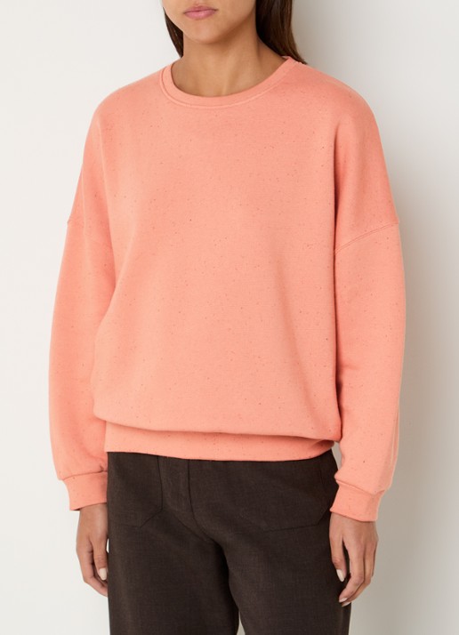 Sessùn Chebbi oversized sweater in linnenblend met gemêleerd dessin - detail zalmroze