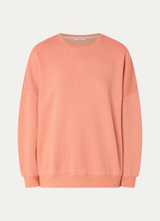 Sessùn Chebbi oversized sweater in linnenblend met gemêleerd dessin - voorkant 2 zalmroze