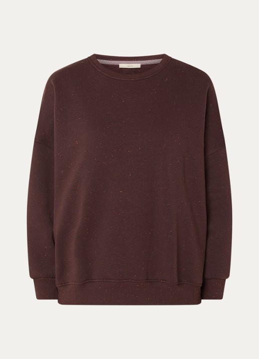 Sessùn Chebbi sweater in linnenblend - voorkant donkerbruin