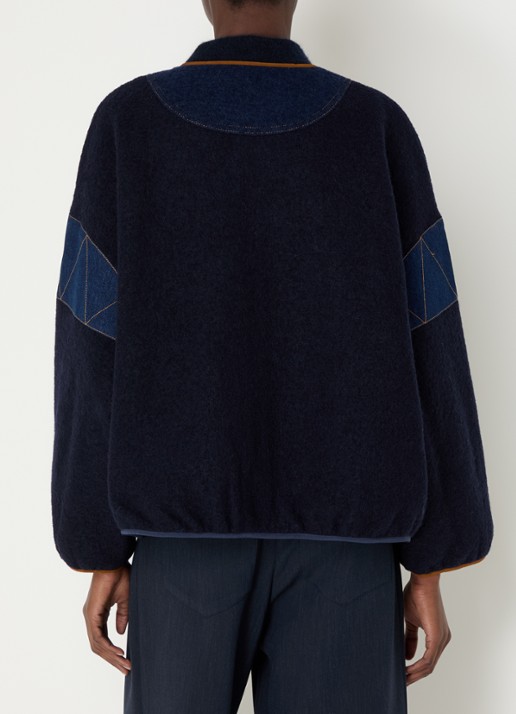 Sessùn Cold Night jack van wol met klepzakken - achterkant 2 donkerblauw