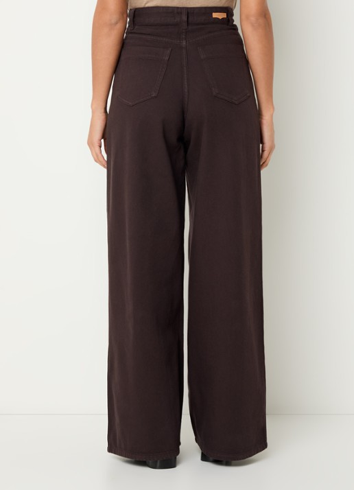 Sessùn Dalt high waist wide leg jeans met gekleurde wassing - achterkant 3 donkerbruin
