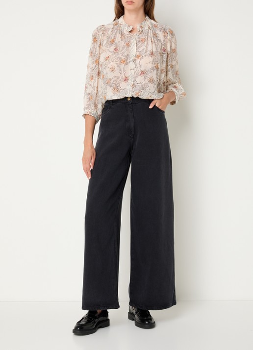 Sessùn Dalt high waist wide leg jeans  - voorkant 3 antraciet